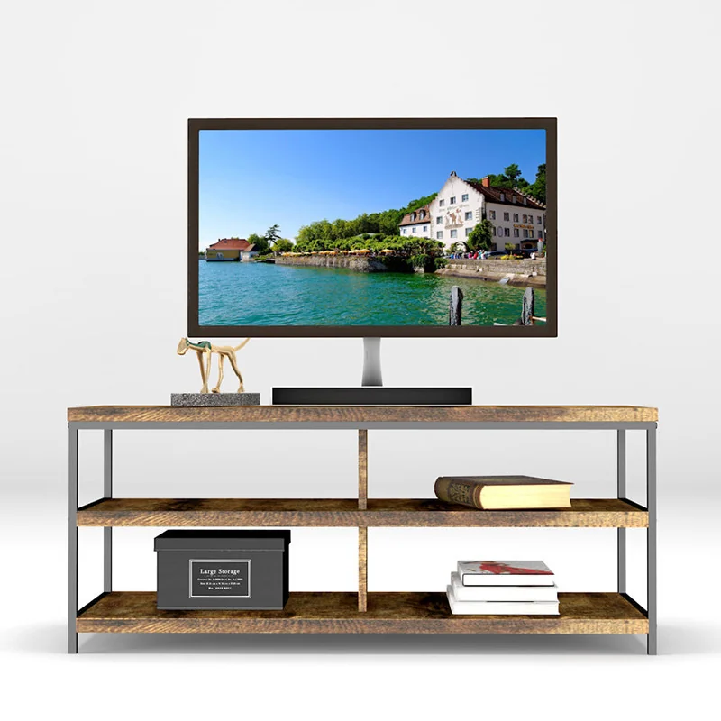 Meuble TV avec étagères de rangement 110x40x45cm marron bois - INTENSO - DSG1104045Z