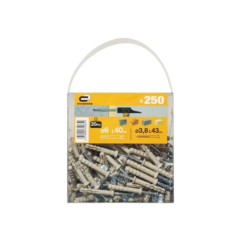 Lot De 250 Chevilles À Frapper Standers, Diam.6 X L.40 Mm