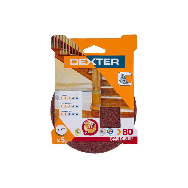 Abrasif Perceuse/Meuleuse Diametre 125 Grain 80 Lot De 5 Dexter