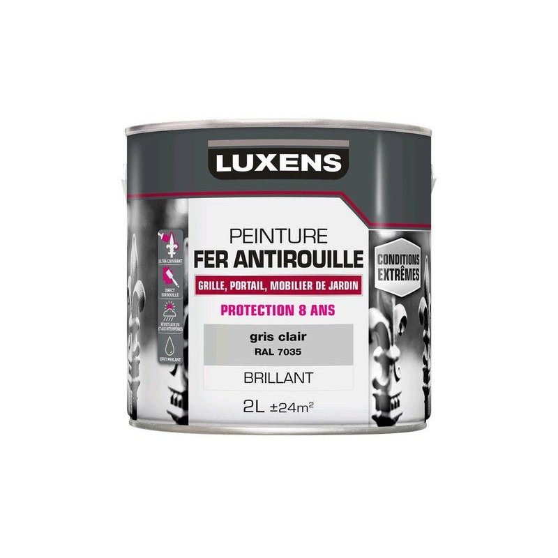 Peinture Fer Extérieur Luxens Gris Clair Glossy 2 L