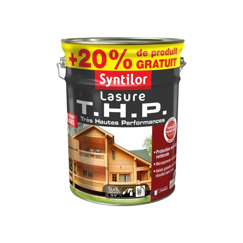 Lasure SYNTILOR Thp 8 ans incolore satiné 5L+20% gratuit