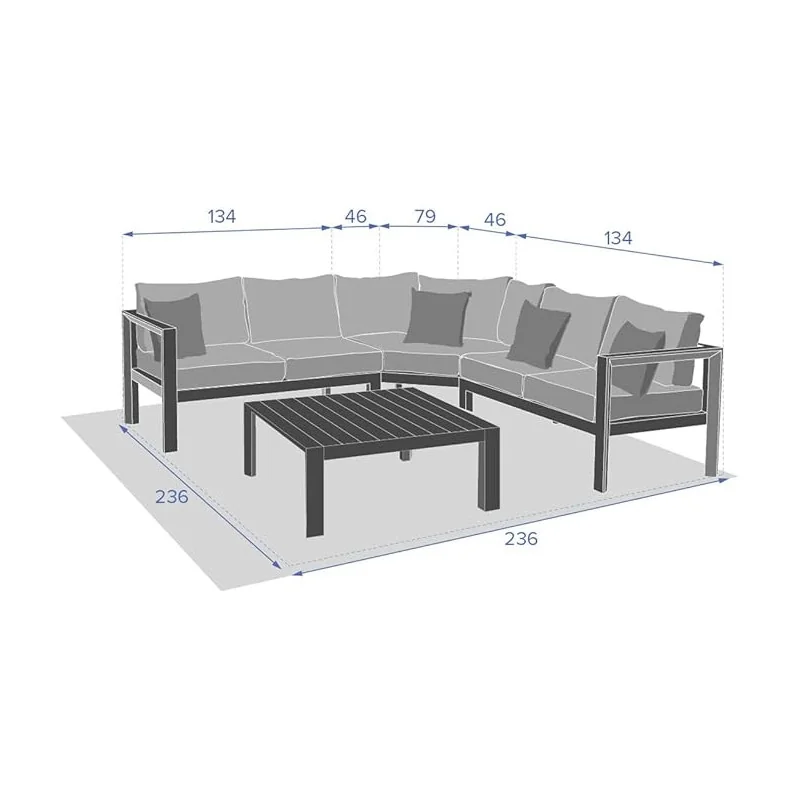 SALON ANGLE EVASION-Aluminium- 5 PIECES- TONKA