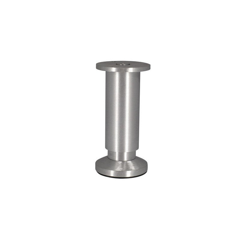 Pied Meuble Cylindrique Réglable Aluminium Brossé Gris