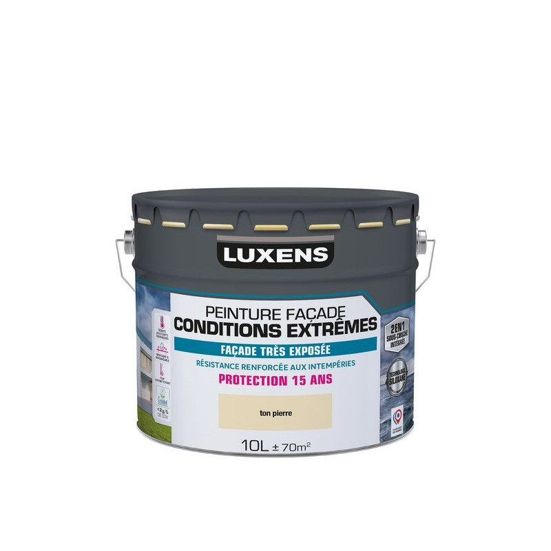 Peinture facade 2en1 LUXENS, ton pierre, 10 l