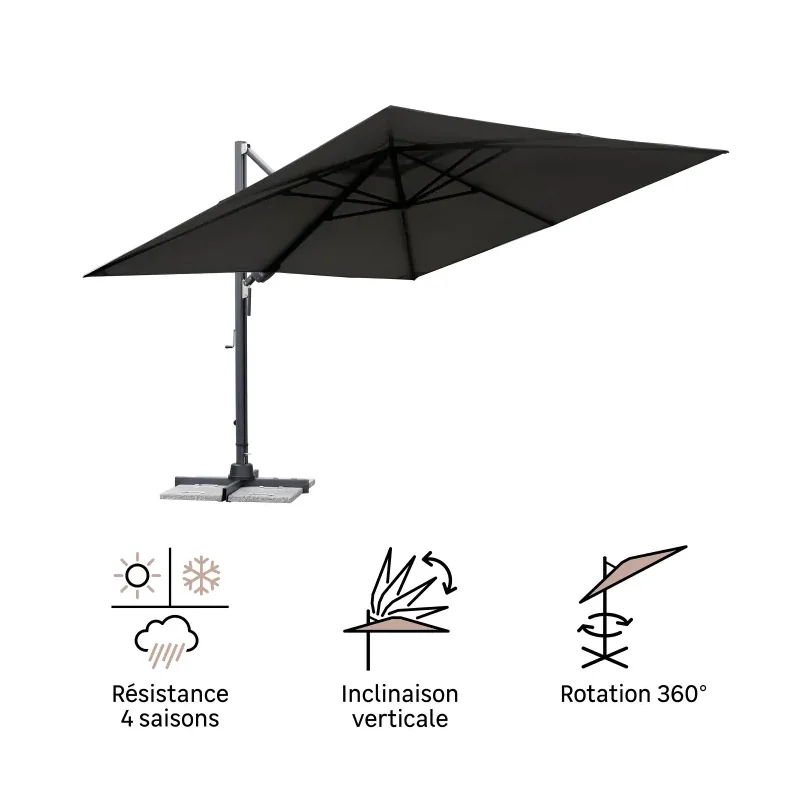 Parasol déporté aluminium Sombra 3x3M Gris anthracite - NATERIAL - :100158106