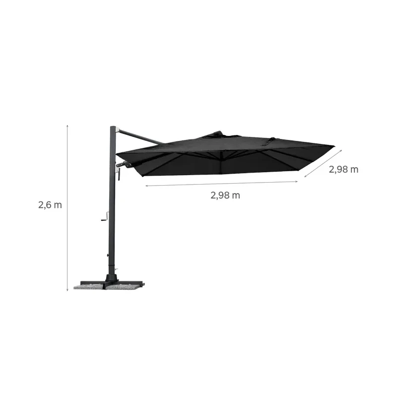 Parasol déporté aluminium Sombra 3x3M Gris anthracite - NATERIAL - :100158106