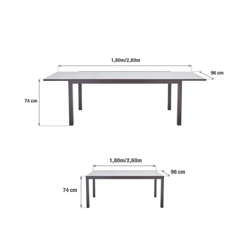 Table de jardin extensible Lyra pour 8 à 10 personnes Marron - NATERIAL - :100158066