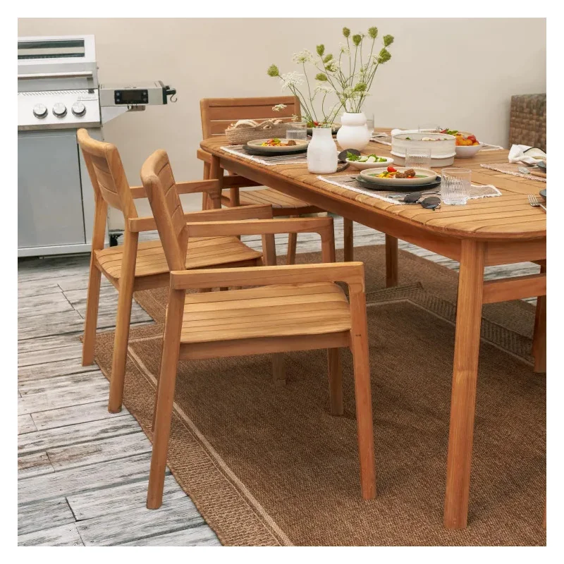 Table de jardin Aurora rectangulaire extensible en teck 8 places - NATERIAL - :100158158