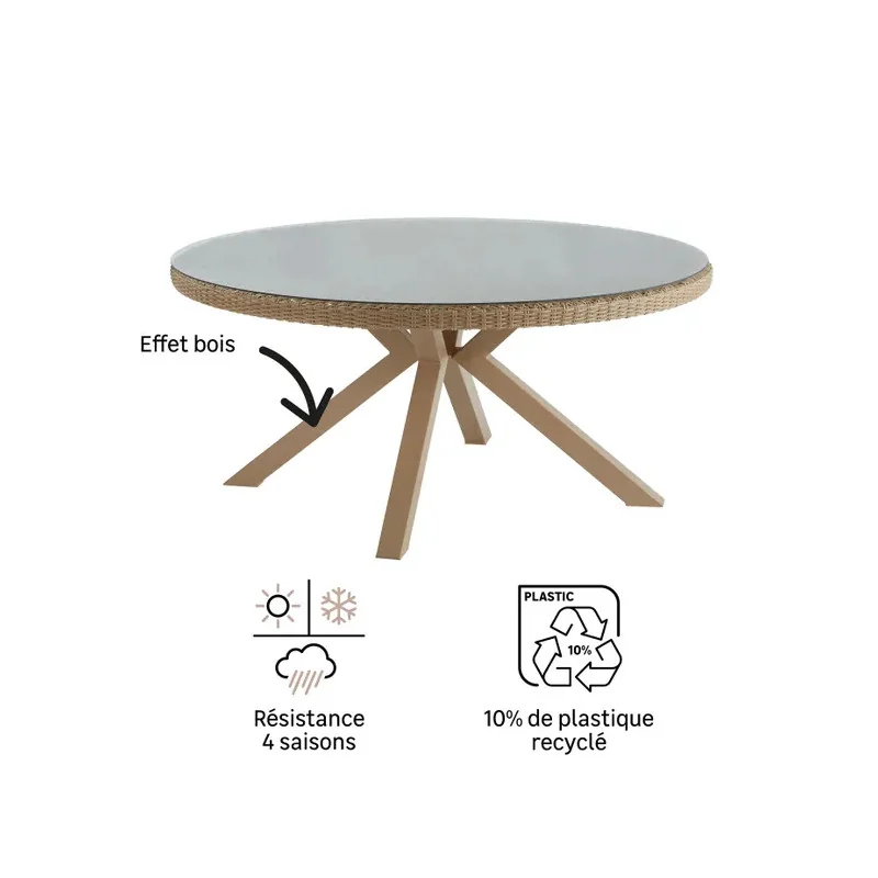 Table de jardin en aluminium Medena 8 places Gris - NATERIAL - :100158103