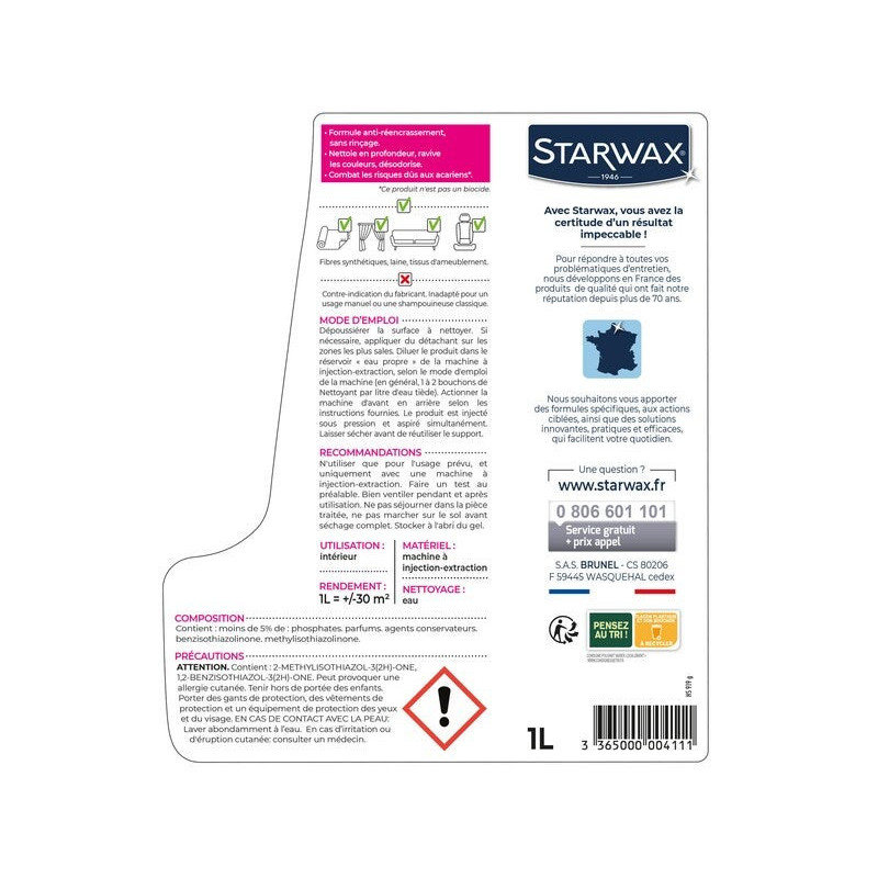 Nettoyant moquette STARWAX, 1L