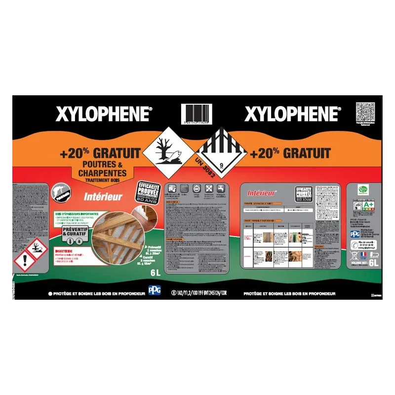 Traitement du bois poutre et charpente XYLOPHENE 5L+20% gratuit