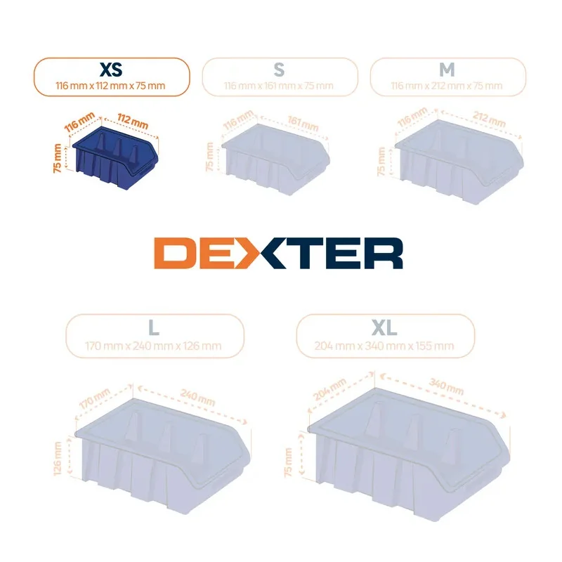 Bac en plastique DEXTER, l.11.6 x H.7.5 x P.11.2 cm