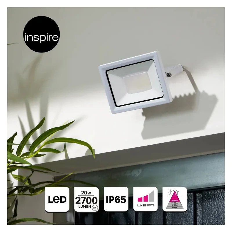 Projecteur extérieur LED Yonkers 20W Blanc - INSPIRE - 84659953