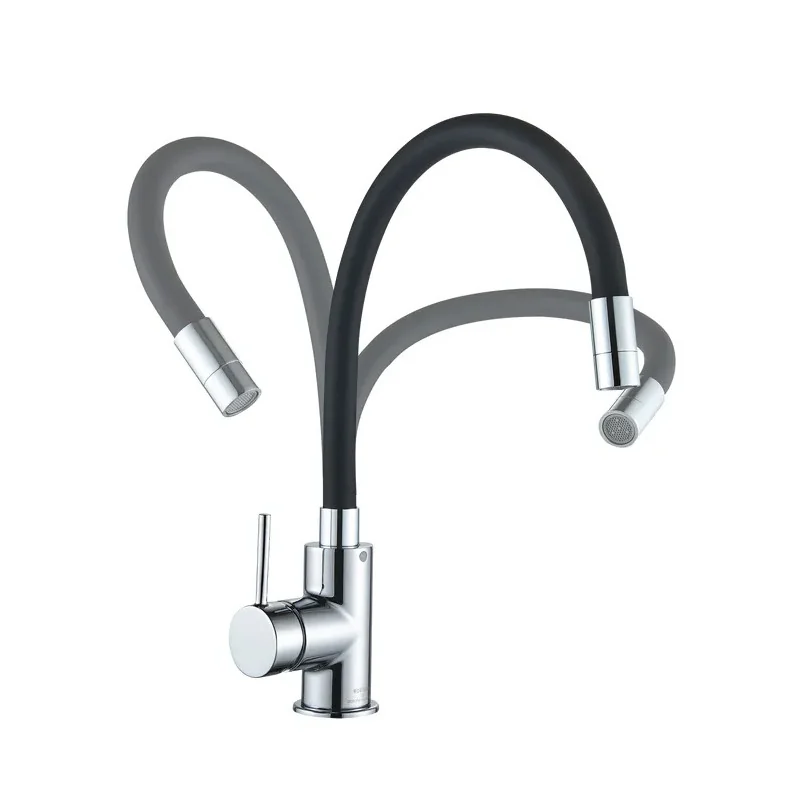 Robinet de cuisine avec bec flexible DELINIA Eleki noir / chrome