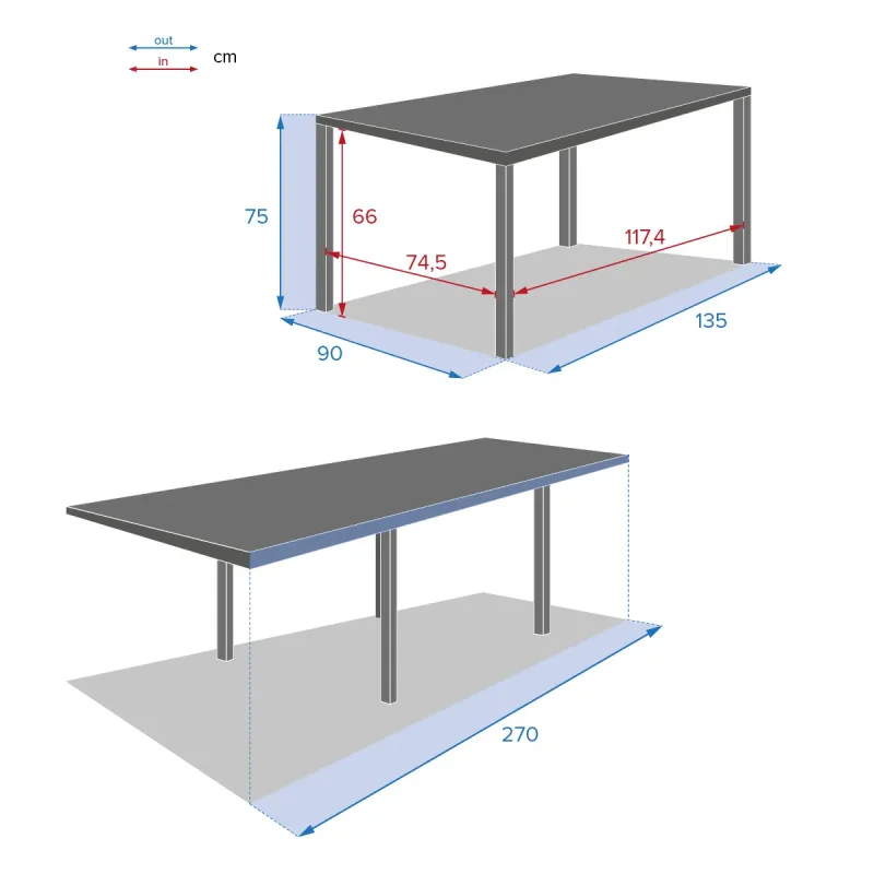 Table de Jardin Extensible Piazza 10 Places Graphite