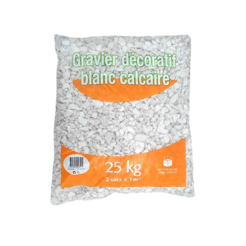 Gravier pierre naturelle Calcaire blanc pur, 6/16mm sac de 25 kg