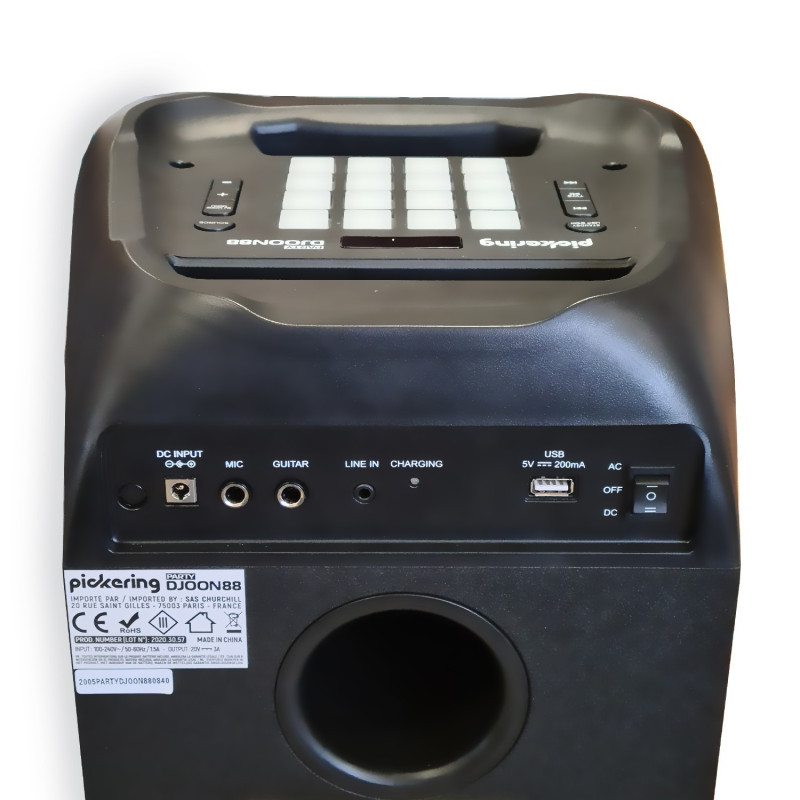 Enceinte Autonome avec DJPad 400W Noir - PICKERING - PARTYDJOON88