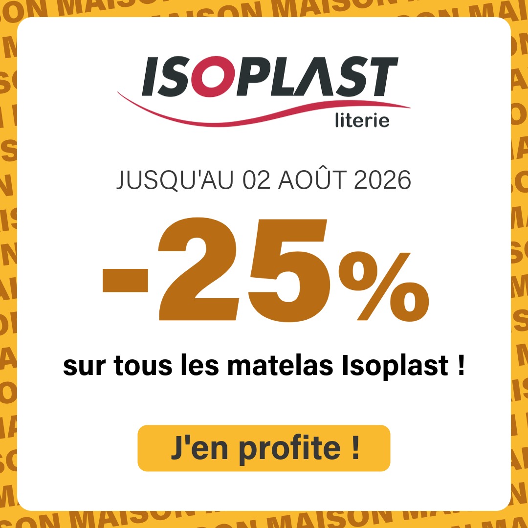Isoplast : -25% sur tous les matelas | Ravate.com Image : Isoplast : -25% sur tous les matelas | Ravate.com