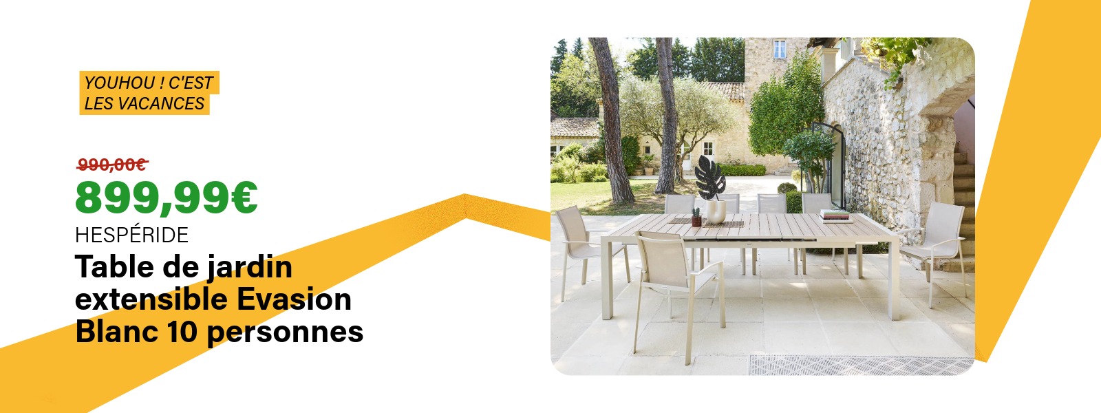 Table de jardin extensible Evasion Blanc 10 personnes - HESPERIDE | Ravate.com Image : Table de jardin extensible Evasion Blanc 10 personnes - HESPERIDE | Ravate.com