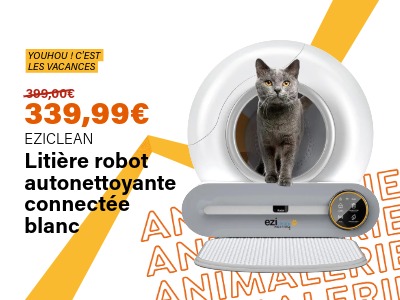 Litière robot autonettoyante connectée Blanc - EZICLEAN | Ravate.com Image : Litière robot autonettoyante connectée Blanc - EZICLEAN | Ravate.com