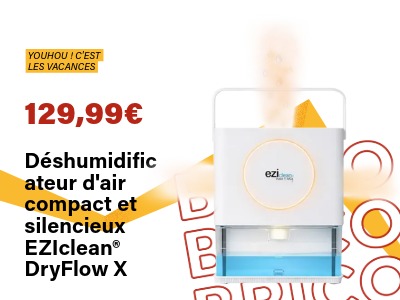 Déshumidificateur d'air compact et silencieux EZIclean® DryFlow X | Ravate.com Image : Déshumidificateur d'air compact et silencieux EZIclean® DryFlow X | Ravate.com