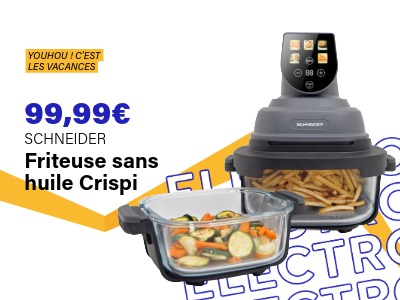 Friteuse sans huile à air chaud Crispi portable 1500W gris - SCHNEIDER | Ravate.com Image : Friteuse sans huile à air chaud Crispi portable 1500W gris - SCHNEIDER | Ravate.com