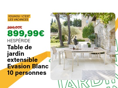 Table de jardin extensible Evasion Blanc 10 personnes - HESPERIDE | Ravate.com Image : Table de jardin extensible Evasion Blanc 10 personnes - HESPERIDE | Ravate.com