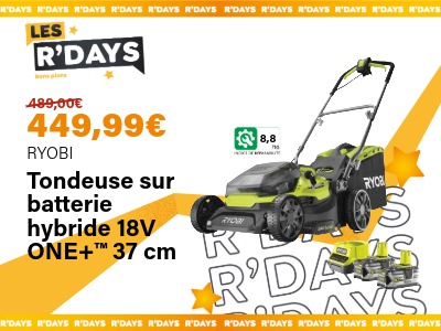 Tondeuse sur batterie hybride 18V ONE+ - Ryobi | Ravate.com Image : Tondeuse sur batterie hybride 18V ONE+ - Ryobi | Ravate.com