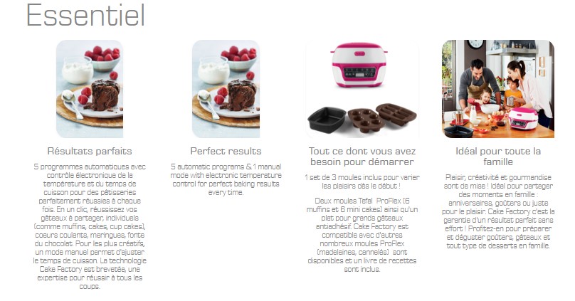 Tefal Machine à gâteaux intelligente, 5 programmes automatiques, 1 mode  manuel, Application recettes gratuite, Compatible avec les moules Tefal